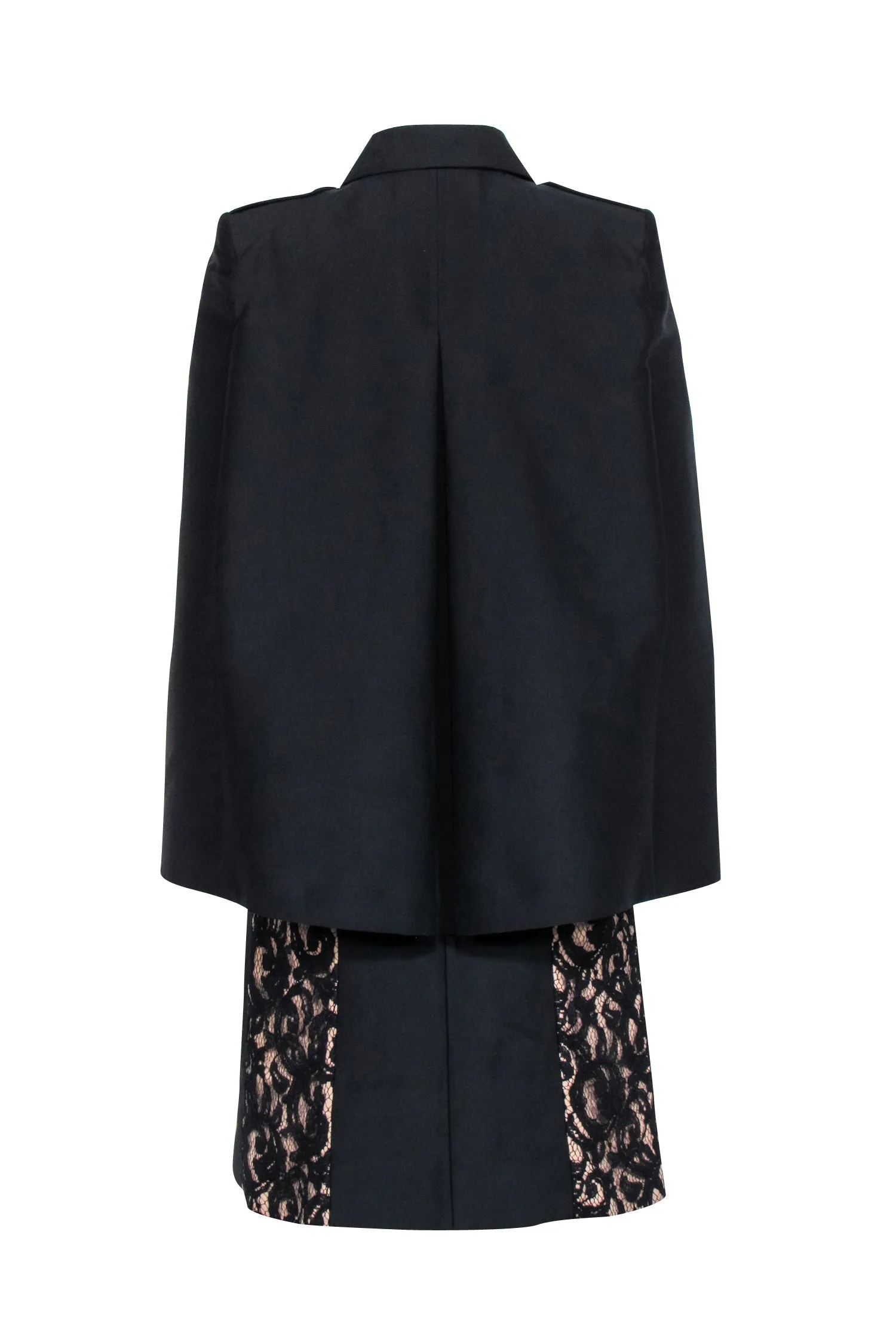 BCBG Max Azria - Black & Tan Floral Lace Cape Jacket Sz XS