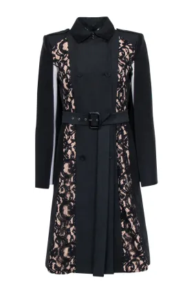 BCBG Max Azria - Black & Tan Floral Lace Cape Jacket Sz XS