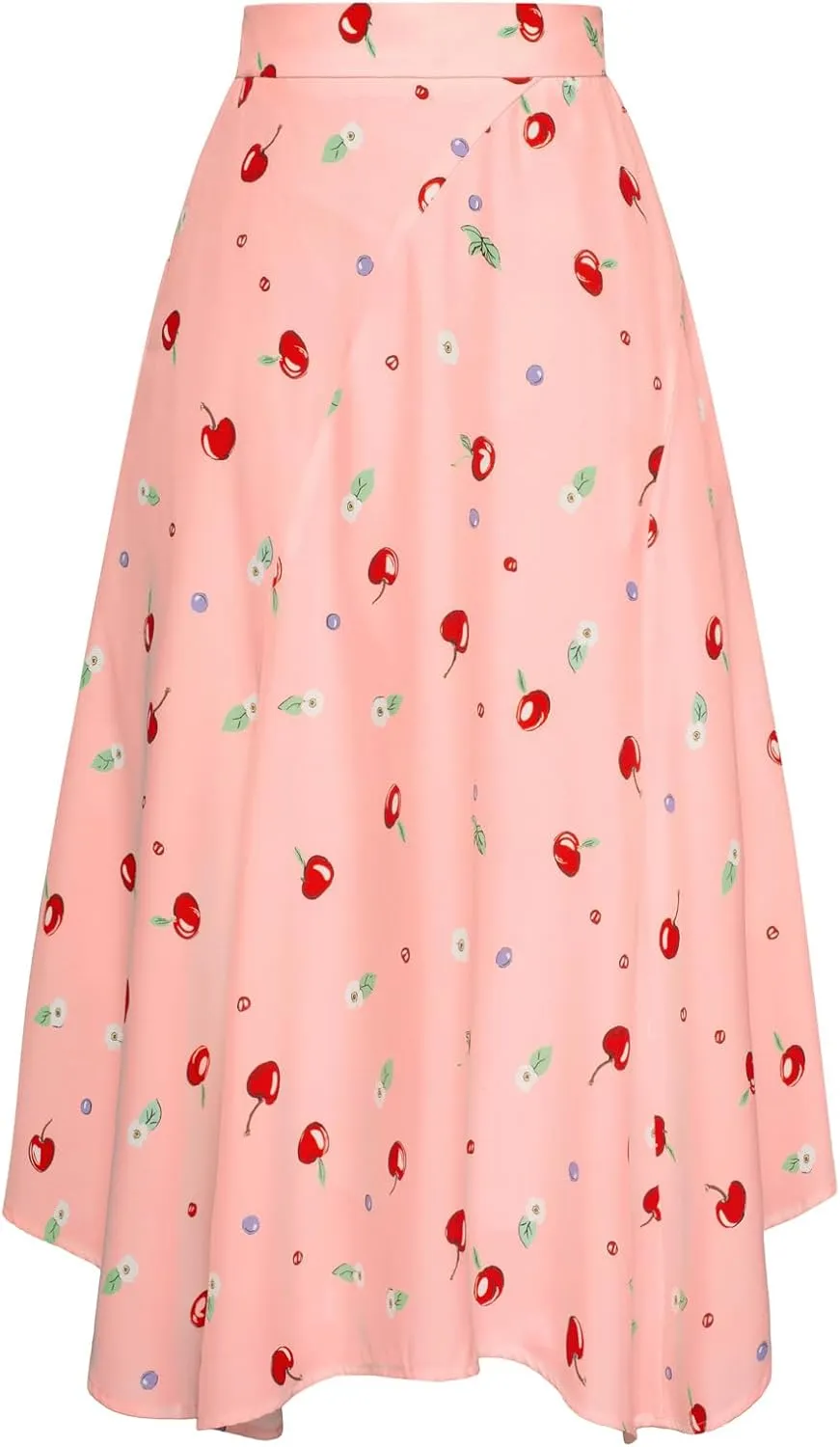 Belle Poque Women Floral Midi Skirt Flowy Skirt Boho Skirt High Waisted Skirt with Pockets