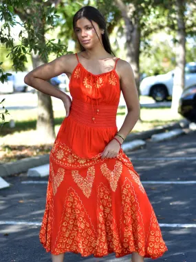 Bohemian Spaghetti Strap Embroidered Smocked Waist Long Summer Dress Nitu2