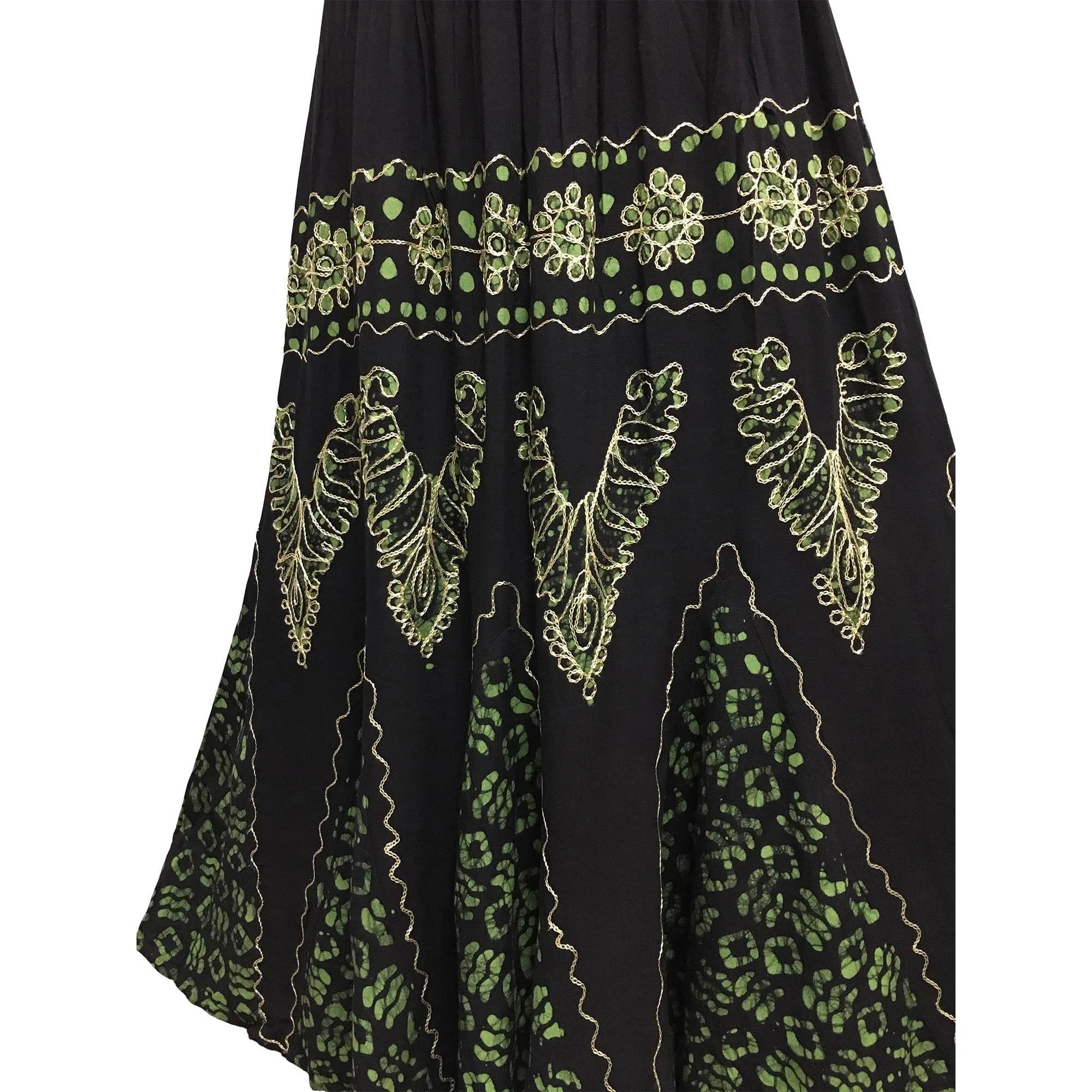 Bohemian Spaghetti Strap Embroidered Smocked Waist Long Summer Dress Nitu2