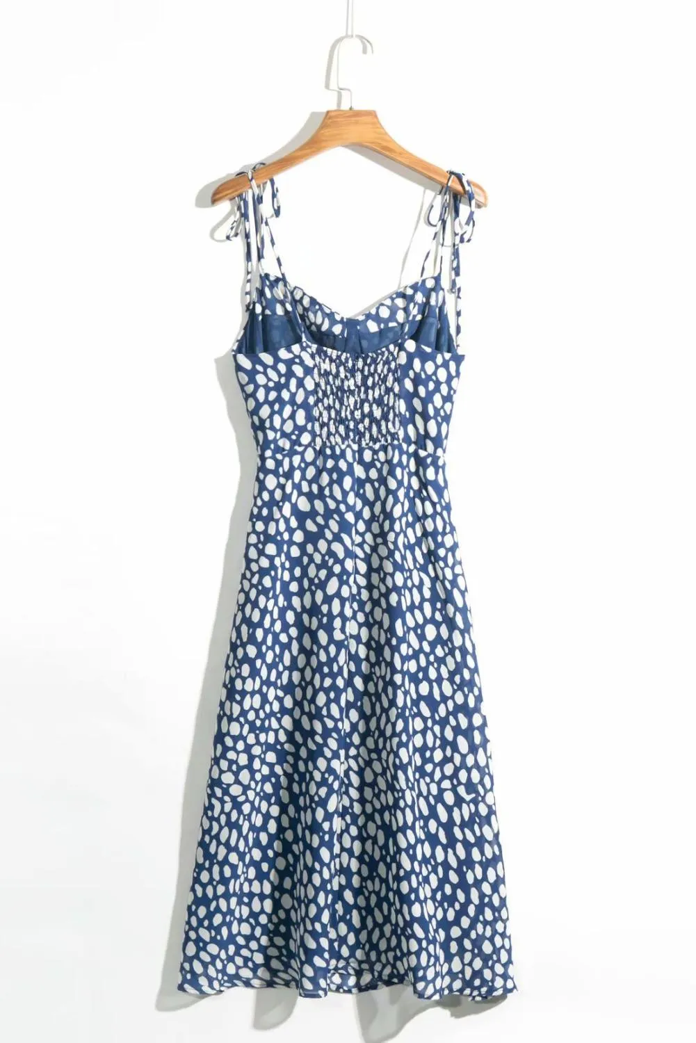 Boho Midi Dress, Strappy Sundress, Blue white  Ink