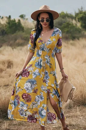 Boho Midi Dress, Sundress, Canna in Yellow