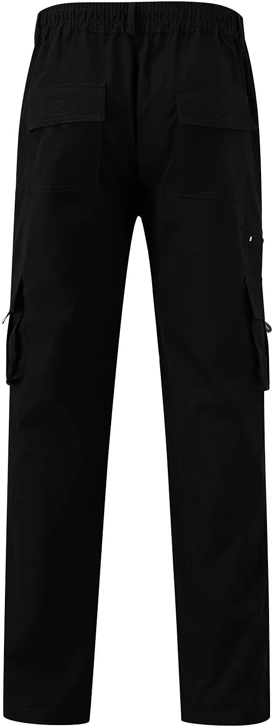 Classic Large Size Men's Pants with Pockets Comfortable Stretch Sweatpants Autumn and Winter Solid Color Cargo Pants