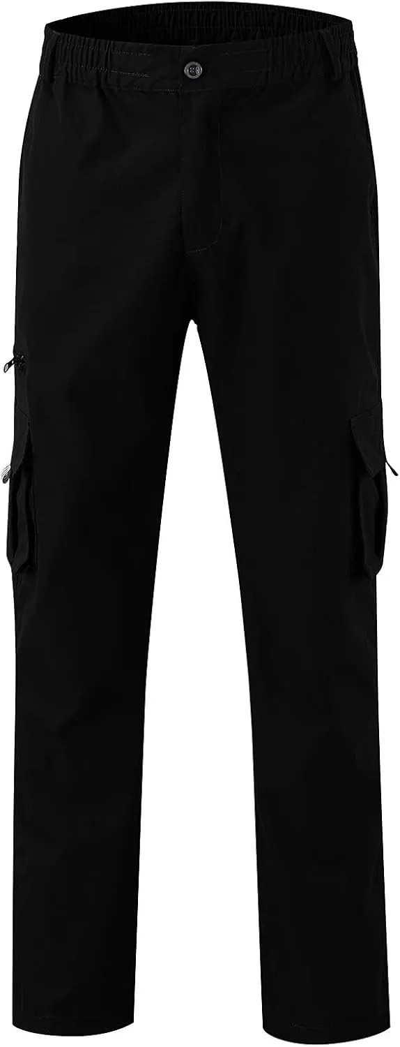 Classic Large Size Men's Pants with Pockets Comfortable Stretch Sweatpants Autumn and Winter Solid Color Cargo Pants