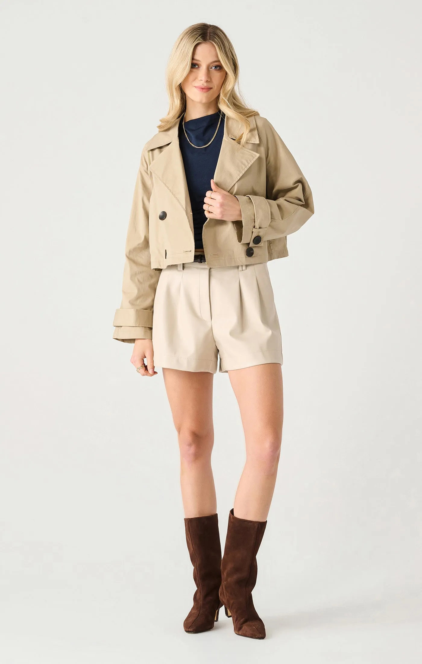 Cropped Trench Coat | Beige