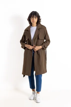 DETIALED BELTED TRENCH COAT