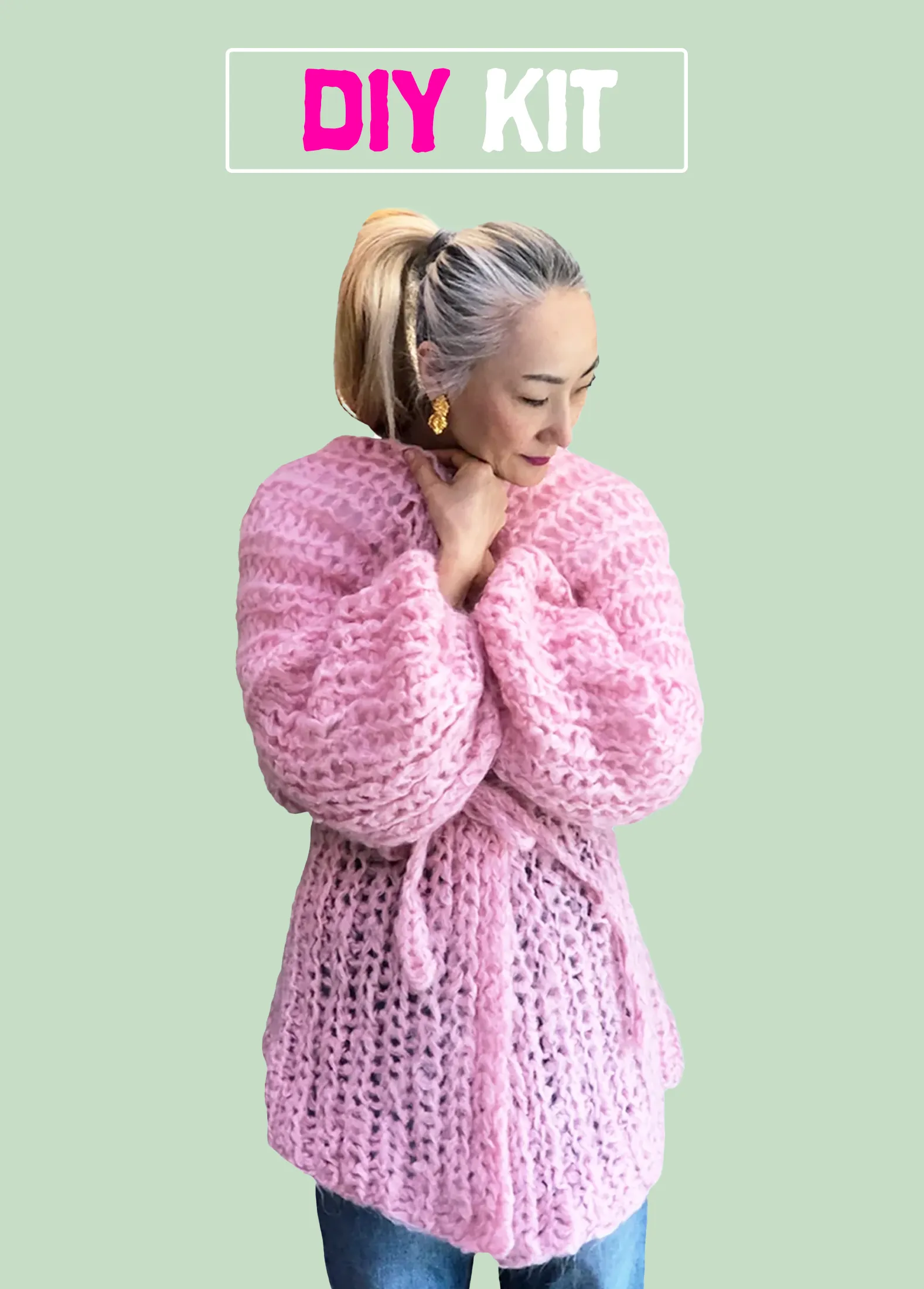 DIY Kit - Fisherman Rib Cardigan - Mohair So Soft