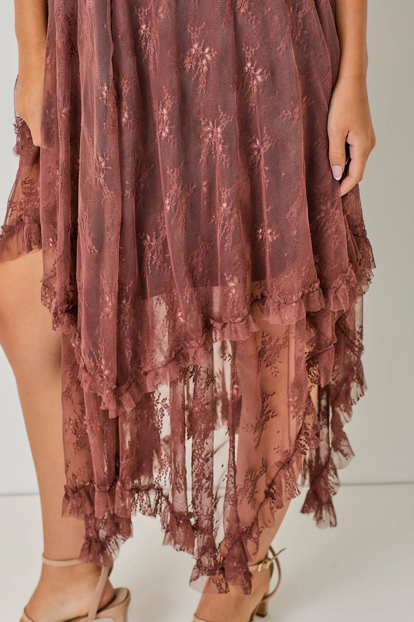 Embellished Lace Hem Dress