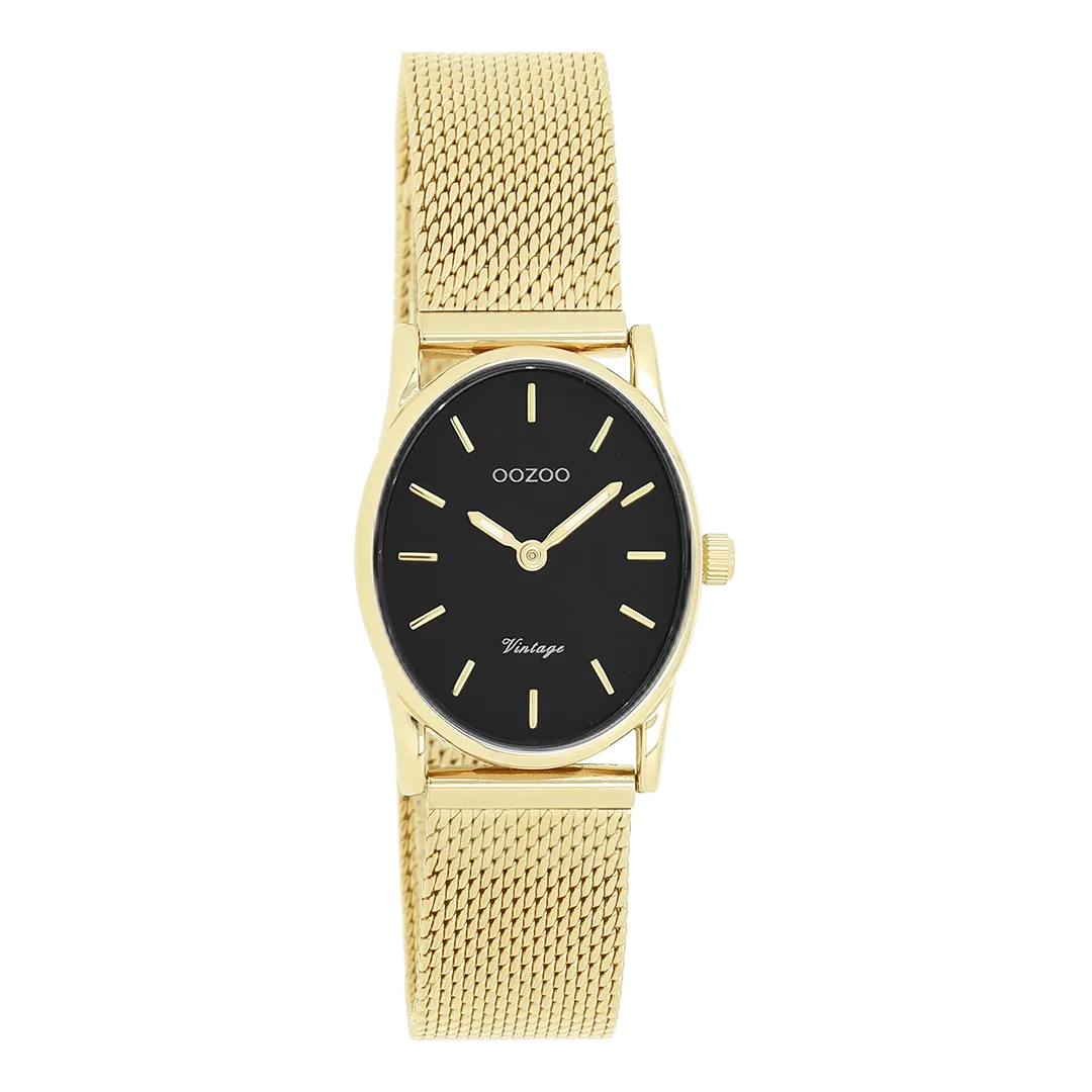 Gold coloured OOZOO watch with gold coloured metal mesh bracelet - C20259