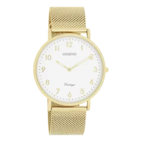 Gold coloured OOZOO watch with gold coloured metal mesh bracelet - C20342