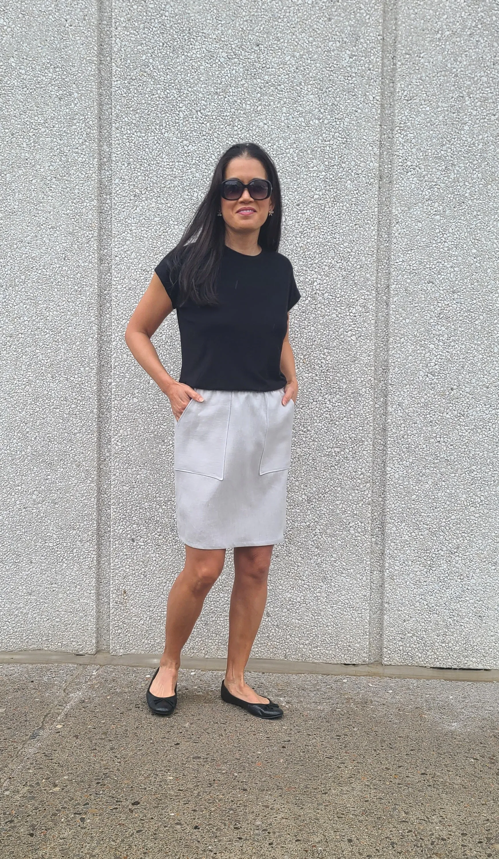Inez Linen Skirt Dove Grey