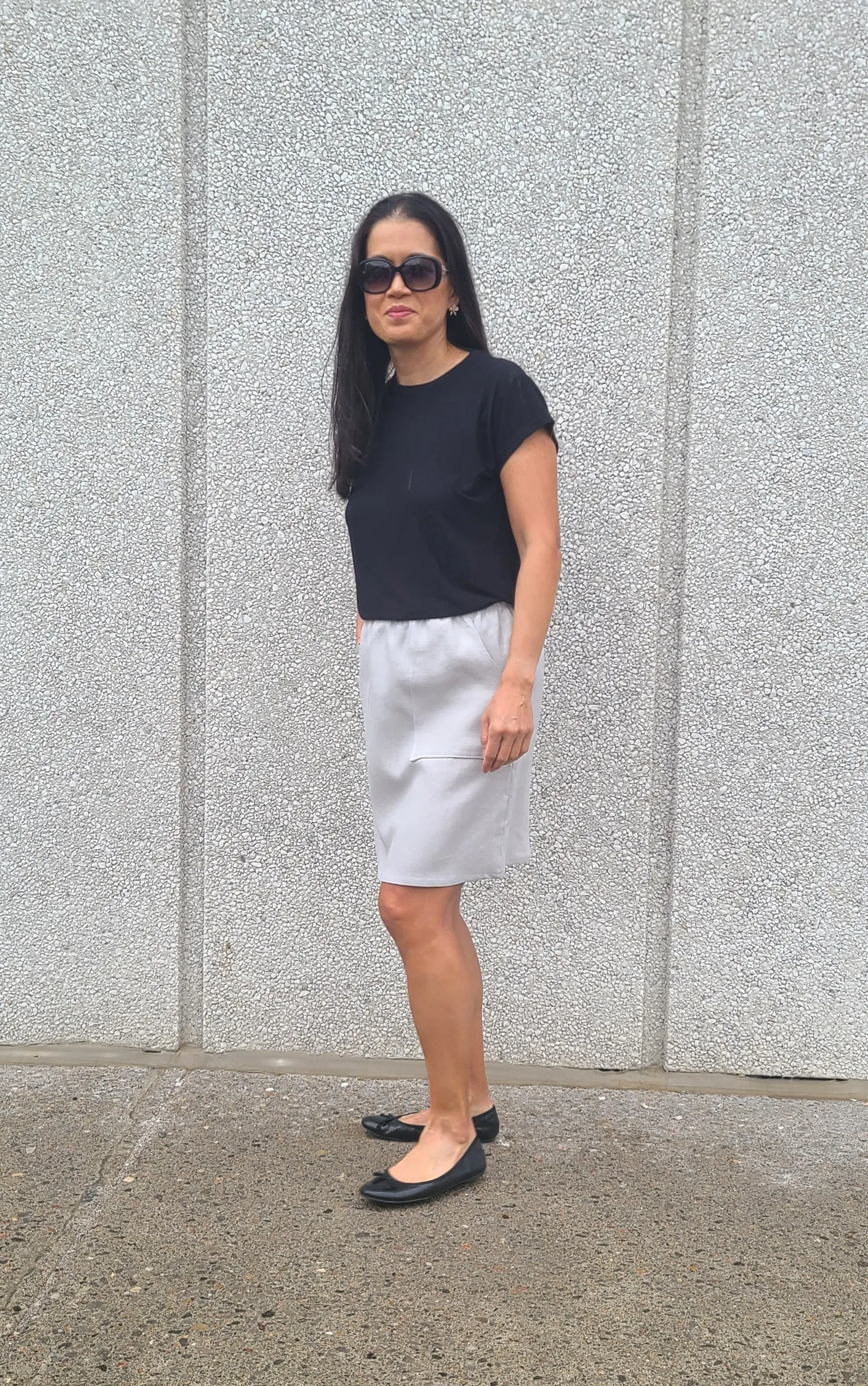 Inez Linen Skirt Dove Grey