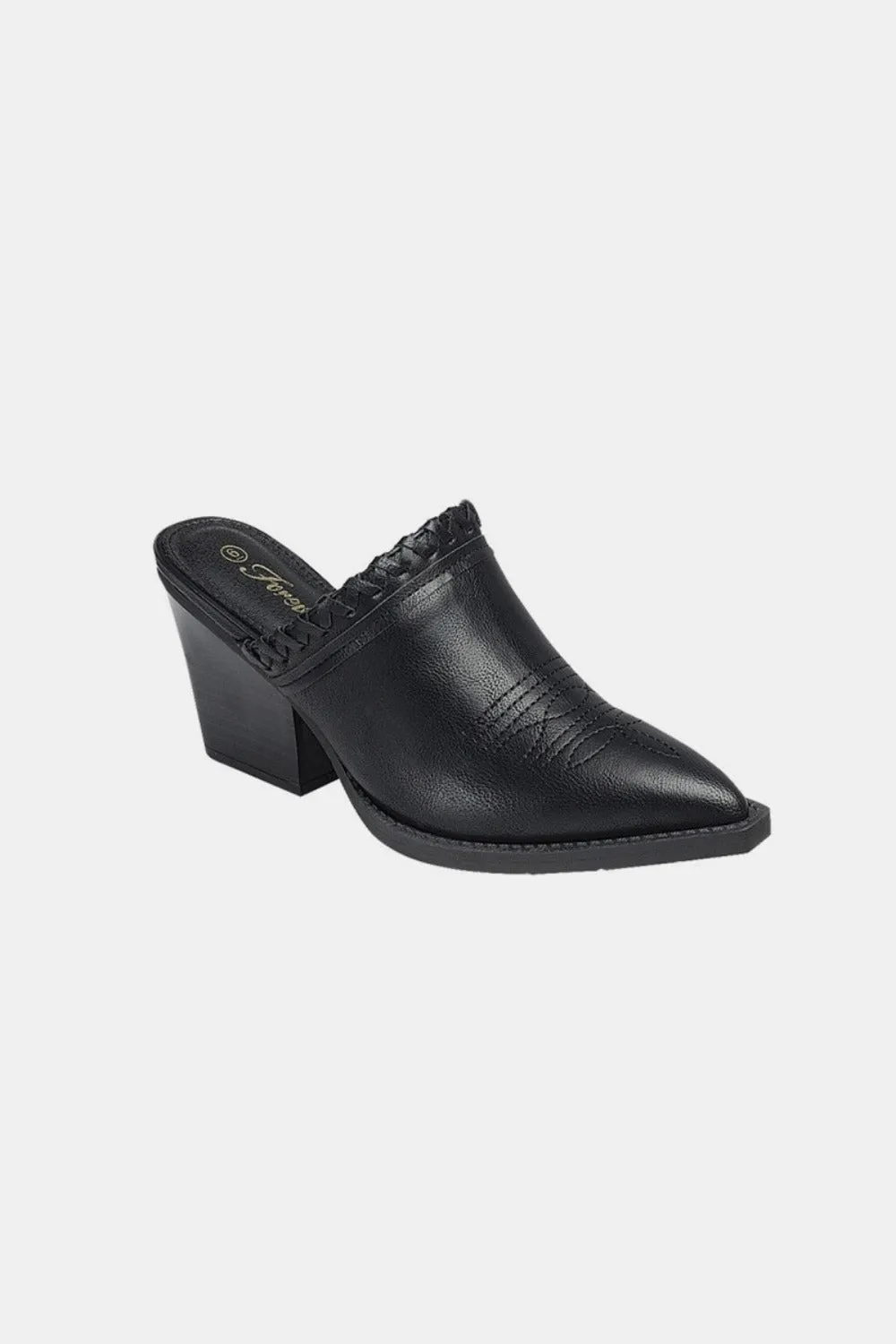 Jocelyn Pointy Toe Slip On Chunky Mules In Black