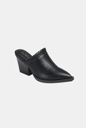 Jocelyn Pointy Toe Slip On Chunky Mules In Black