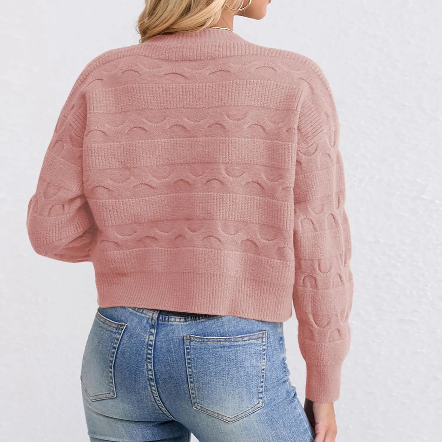 Lastesso Cardigan for Women Cropped Long Sleeve Lightweight Fall Cardigans Soft Crochet Lounge Knitwear Cozy Button Sweater