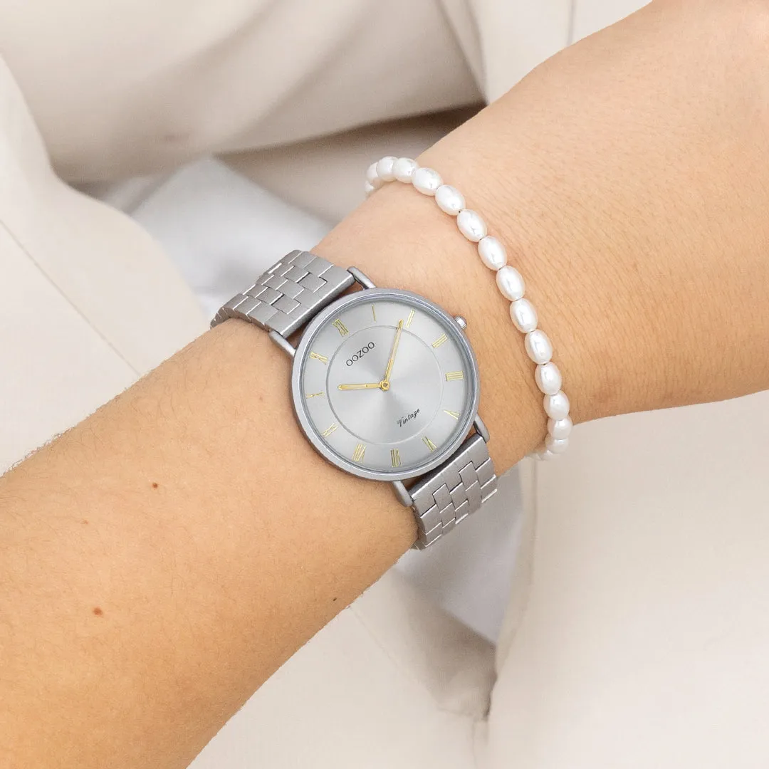 Light grey OOZOO watch with light grey stainless steel bracelet - C20367