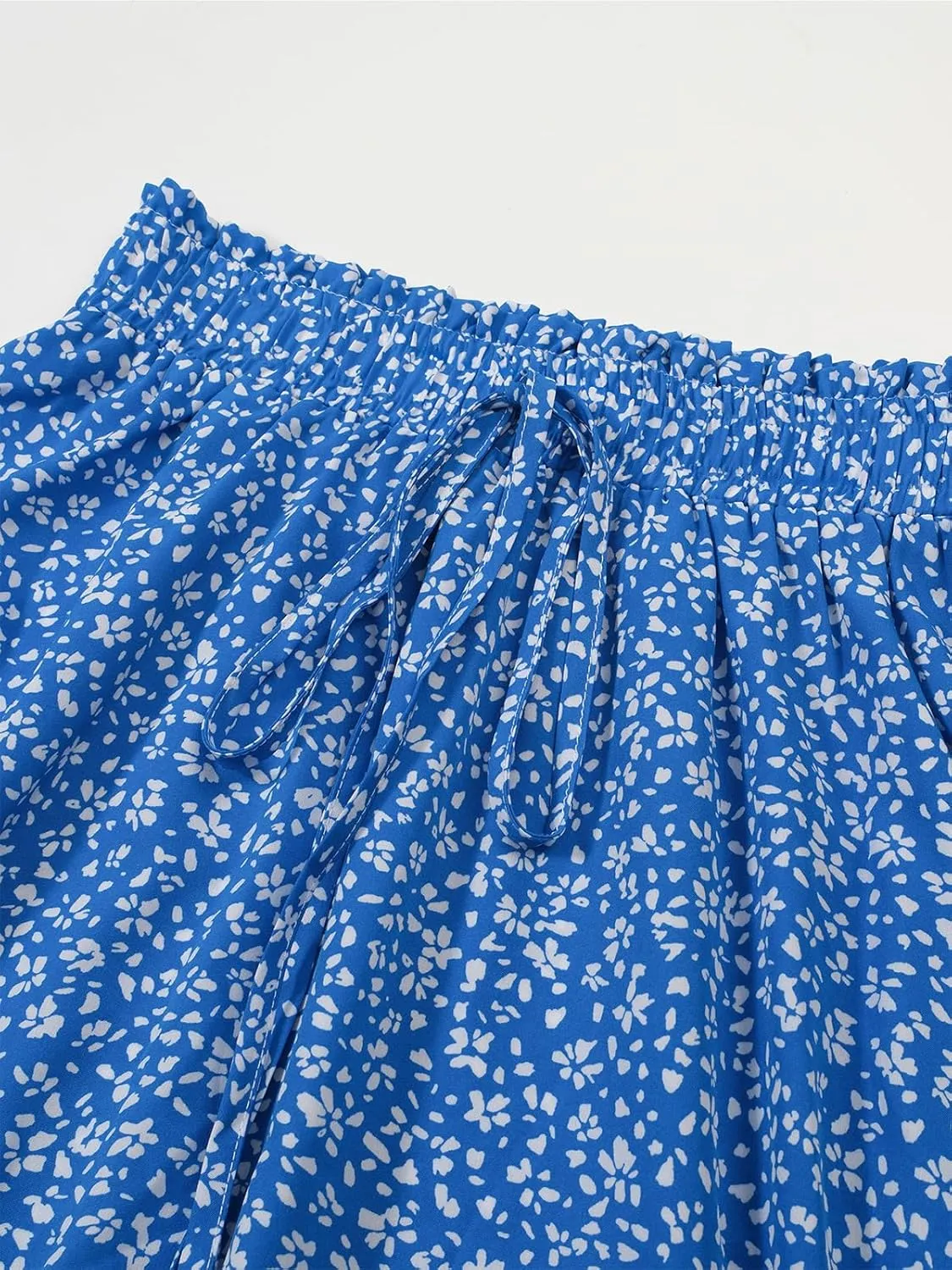 Long Skirts for Women High Elastic Waist Skirt Casual Summer Fake Drawstring Floral Pleated A Line Boho Cute Skirts 8627