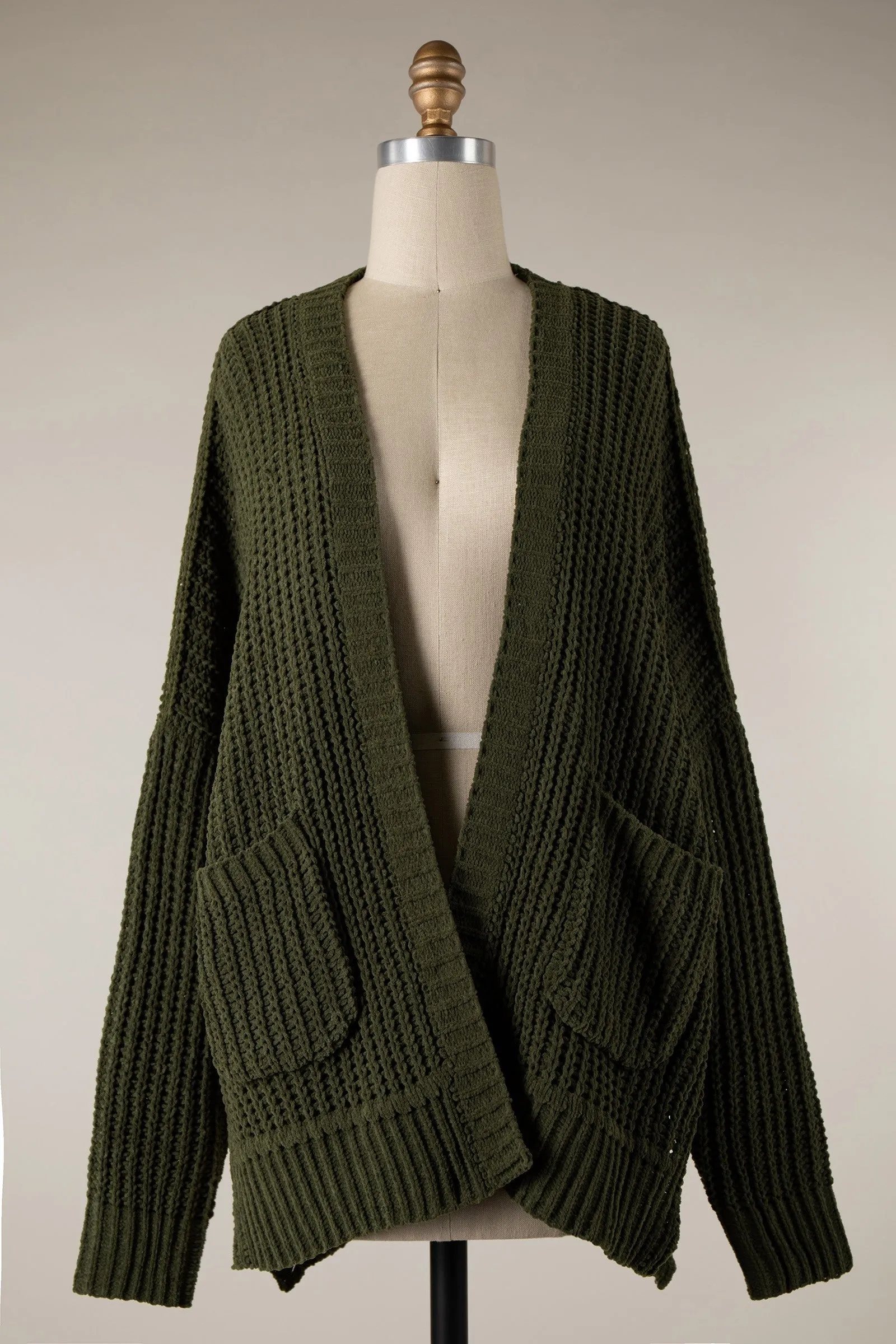 LONG SLEEVE CABLE KNIT CARDIGAN 1 PACK