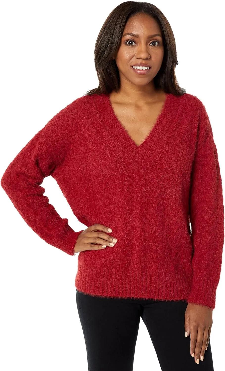 Lucky Brand Men's V-Neck Relaxed Fit Eyelash Sweater