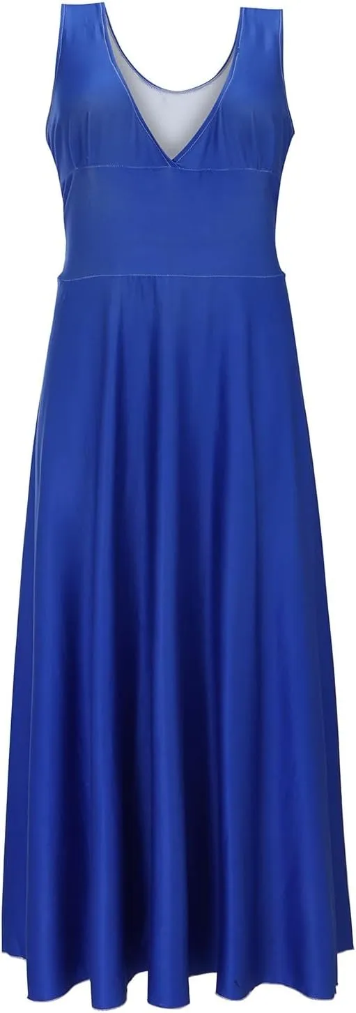 Maxi Dress for Women 2025 Summer Elegant Wrap V Neck Sleeveless Dresses Plus Size Casual Floral Boho Flowy Beach Sundresses