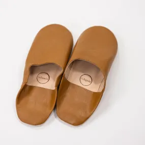 Moroccan Babouche Slippers, Caramel