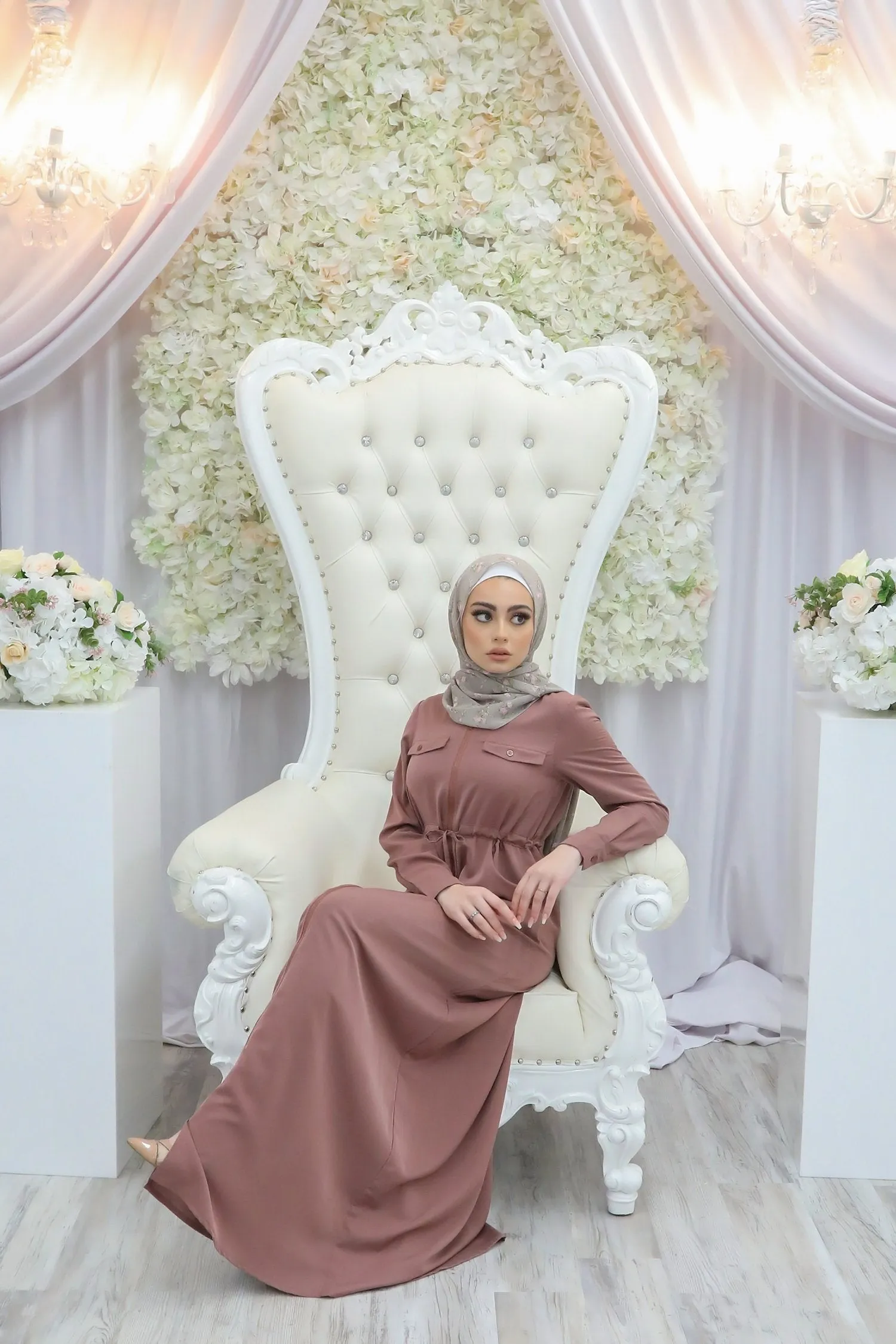 Nude Pink Deluxe Soft Zipper-Down Maxi Dress
