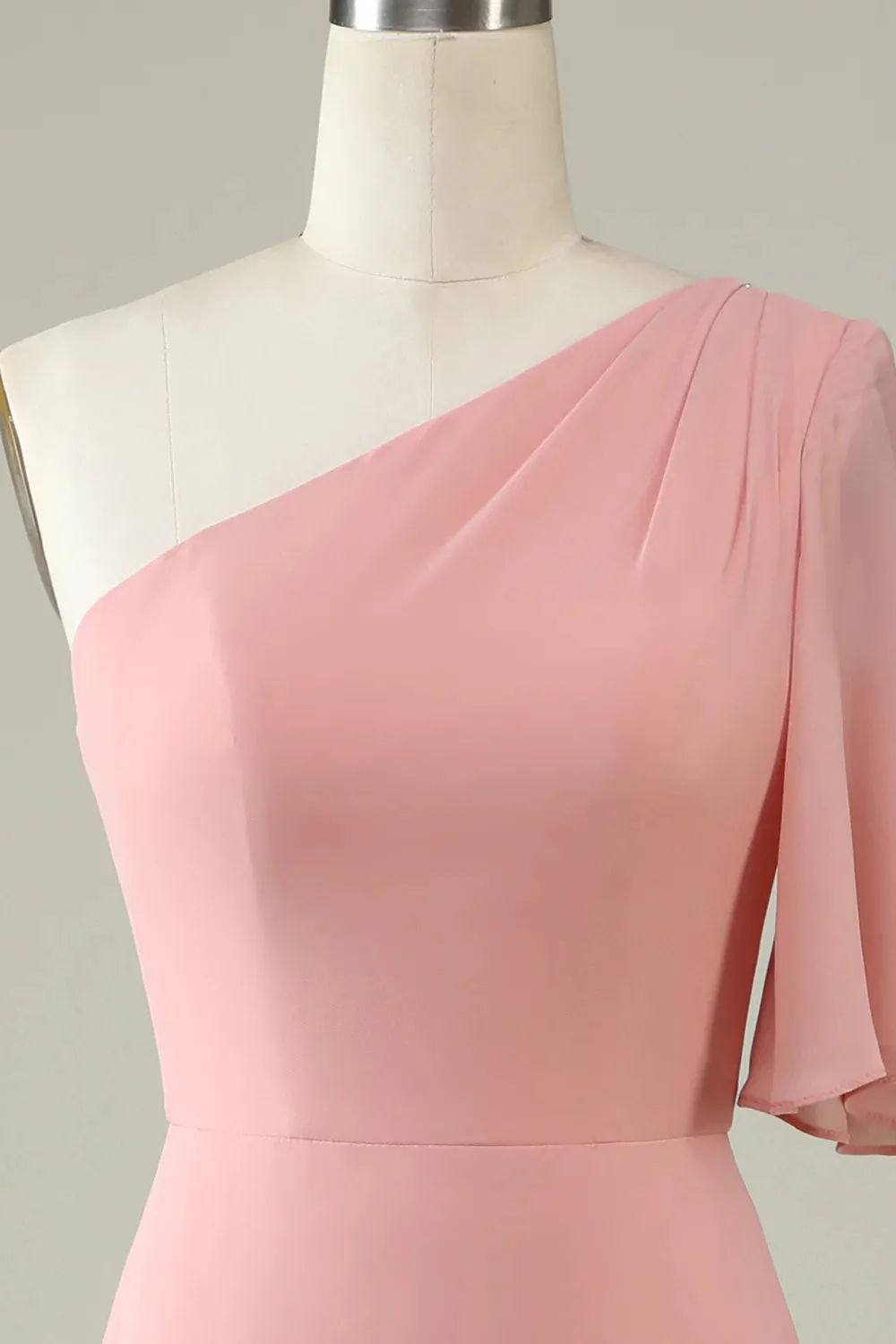 One Shoulder Chiffon Boho Bridesmaid Dress