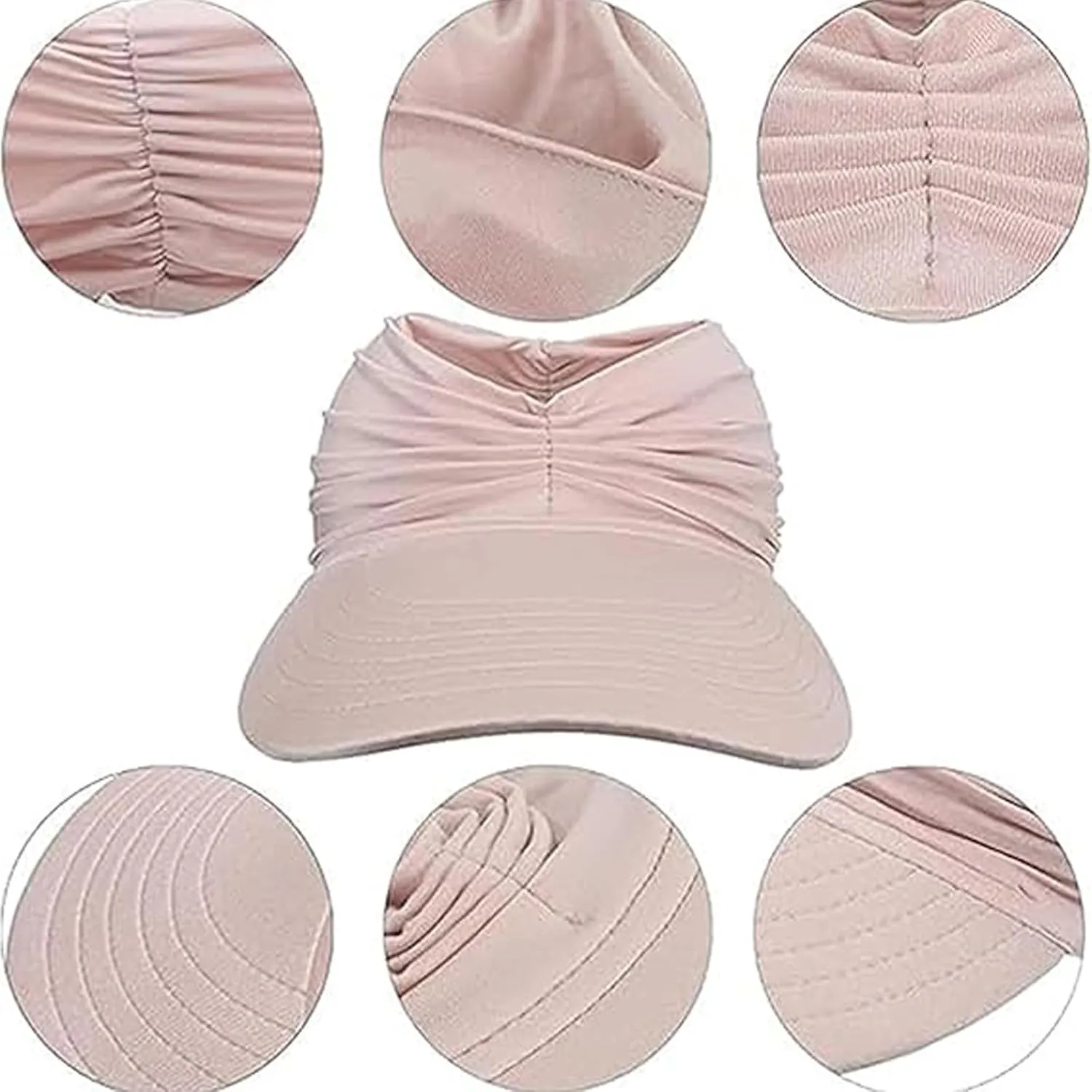Peshoriadm Summer Women's Sun Hat, Elastic Top Ponytail Sun Beach Hats, Light Wide Brim Golf Beach Sun Hat