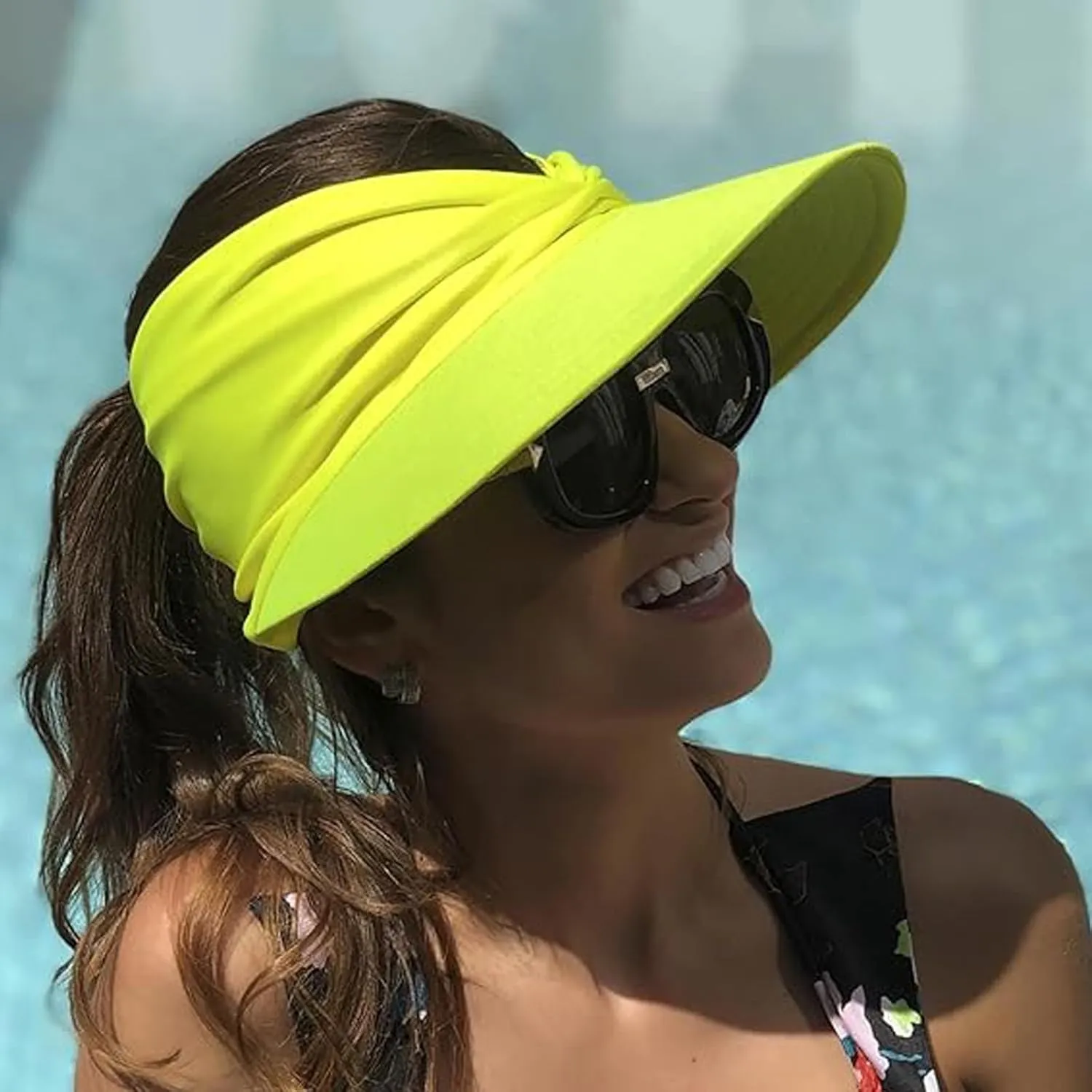 Peshoriadm Summer Women's Sun Hat, Elastic Top Ponytail Sun Beach Hats, Light Wide Brim Golf Beach Sun Hat
