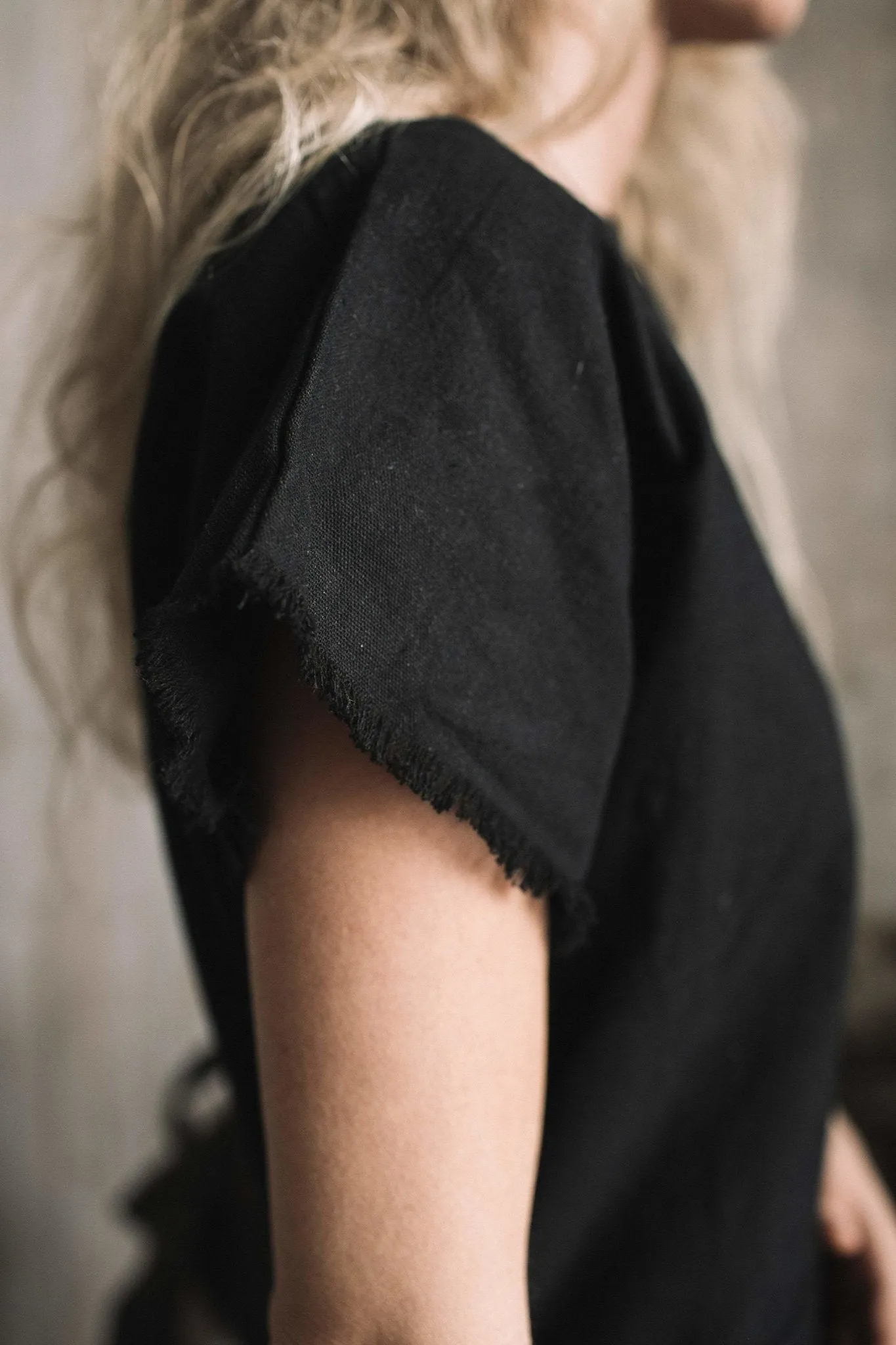 Raw Cotton Asymmetric Mini Dress / Atua Tino / Black