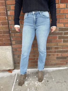 Risen Mid Rise Ankle Straight Relaxed Jeans