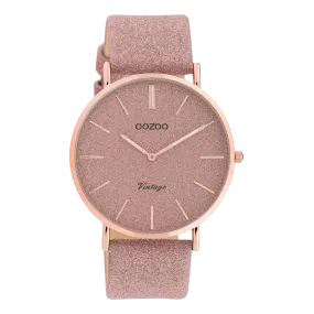 Rose gold coloured OOZOO watch with old pink leather strap - C20161