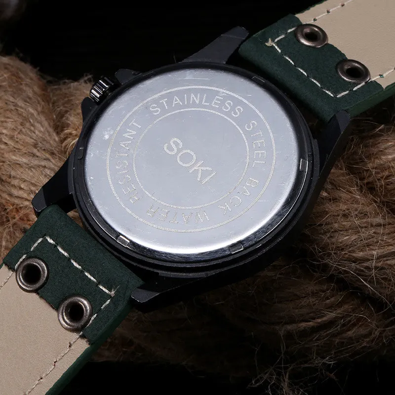 Sanwony New Arrival Vintage Classic Men's Date Leather Strap Sport Quartz Watch