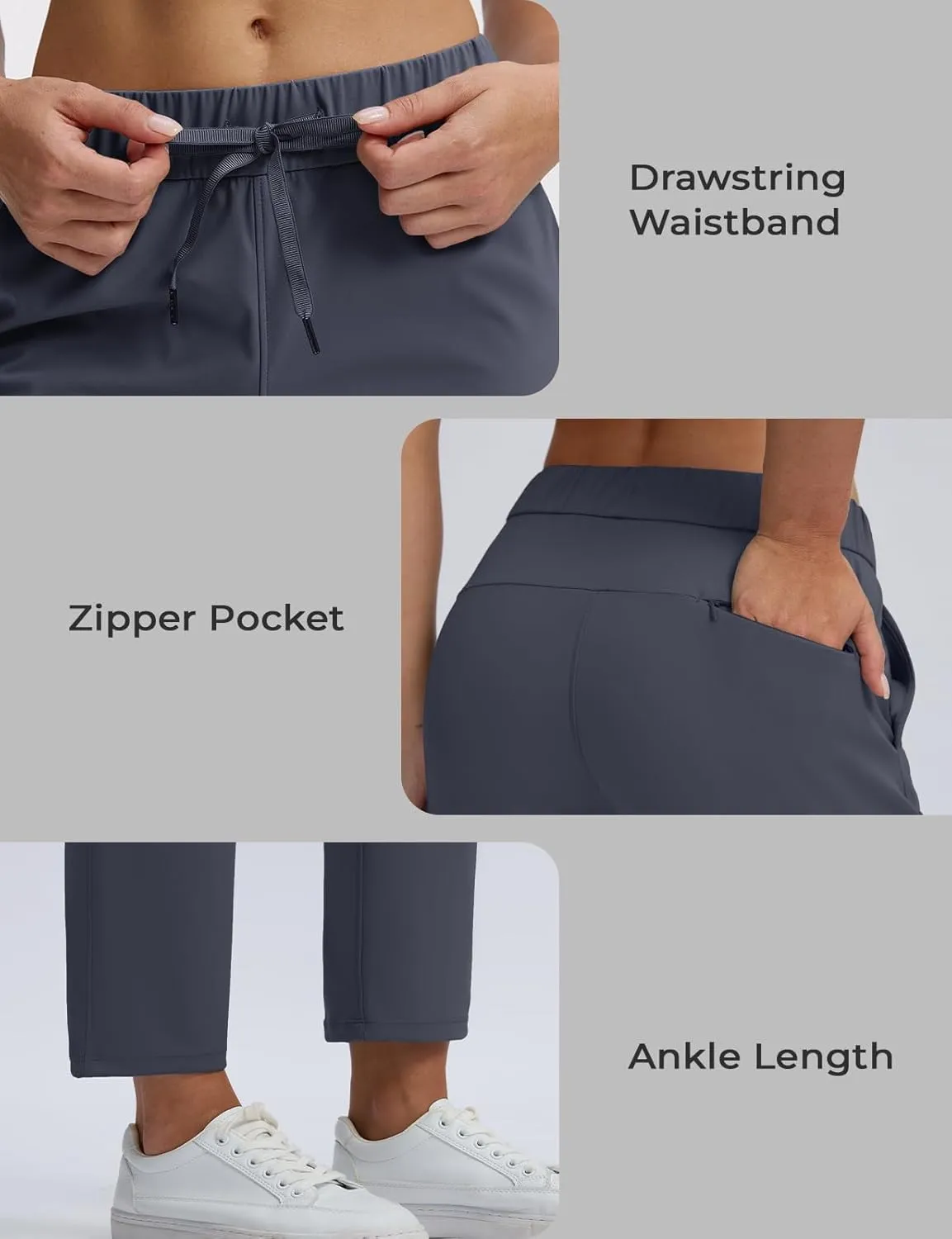 Seamaid Women's Golf Pants with Pockets 7/8 Stretch Travel Ankle Pants for Casual Athletic