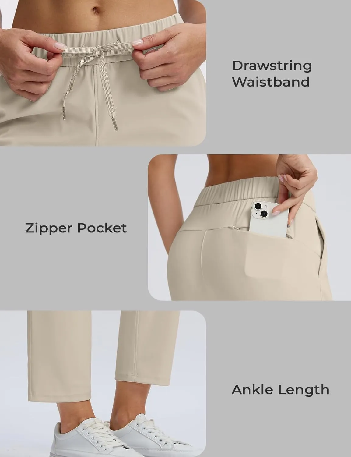 Seamaid Women's Golf Pants with Pockets 7/8 Stretch Travel Ankle Pants for Casual Athletic