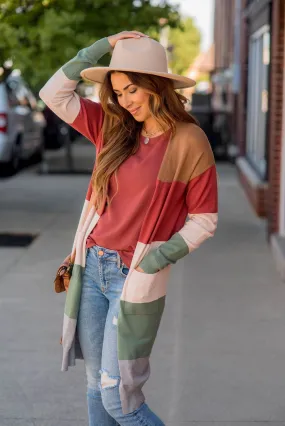 So Soft Color Blocked Tunic Cardigan