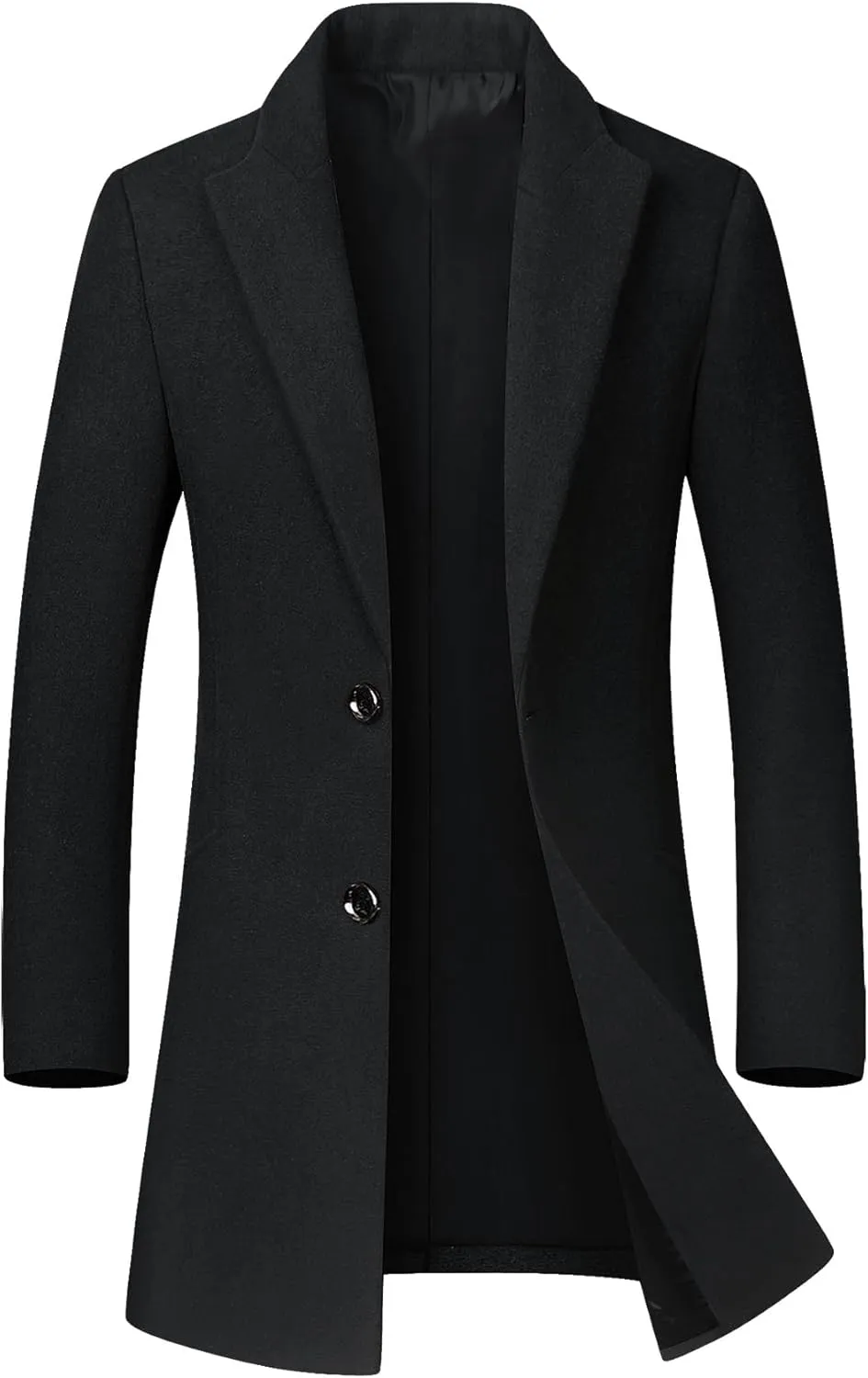 SOMTHRON Men's Winter Trench Coat Lapel Single Breasted Slim Fit Wool Blend Overcoat Jacket Mid-Long Pea Coat