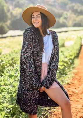 Space Dyed Long Sleeve Hooded Open Cardigan