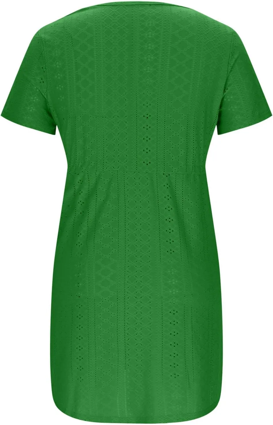 Sun Dresses for Women 2025 Vacation Casual Summer Short Sleeve Dress V-Neck Tie Waist Eyelet Beach Sundresses