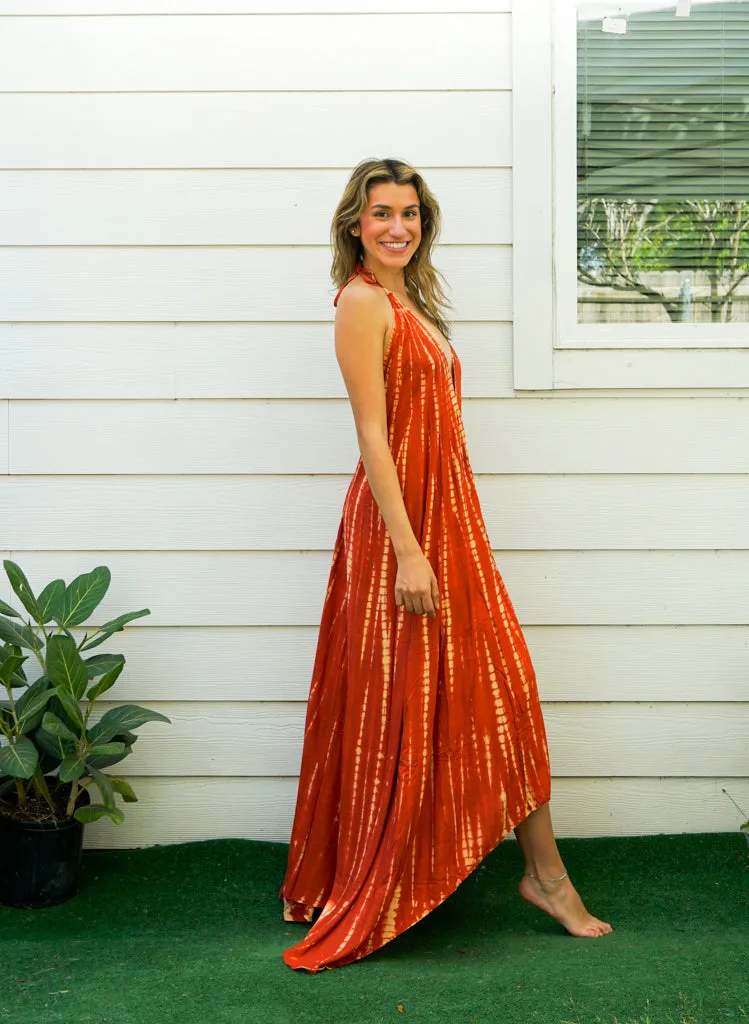 Sunset Flame Tie-Dye Maxi Dress
