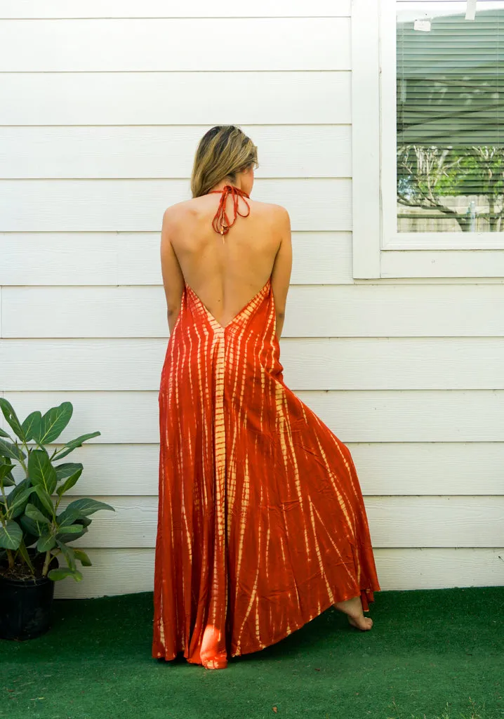 Sunset Flame Tie-Dye Maxi Dress