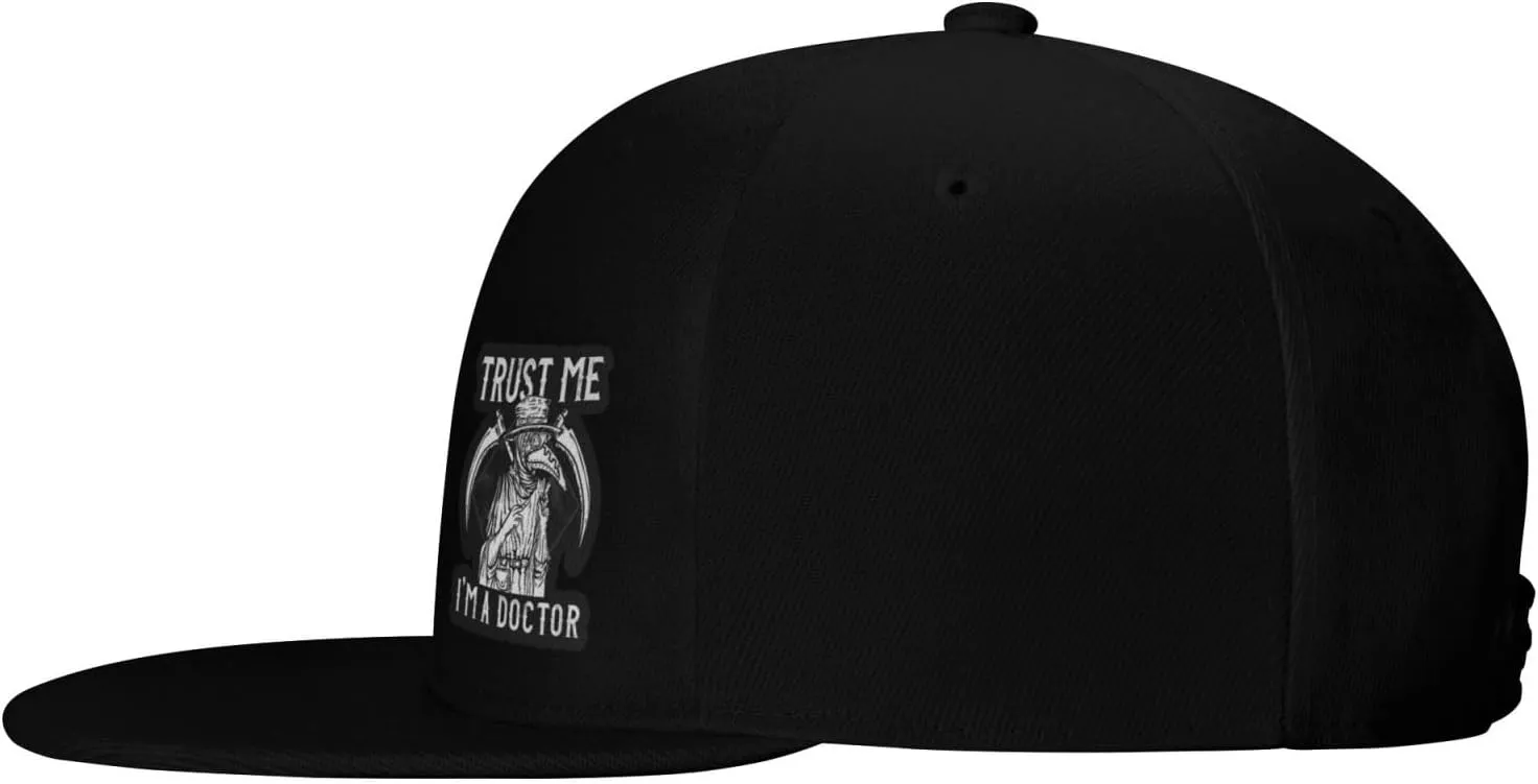Trust Me I'm A Doctor I Medieval Plague Doctor Flat Bill Visor Classic Snapback Hat Adjustable Brim High Top Baseball Cap