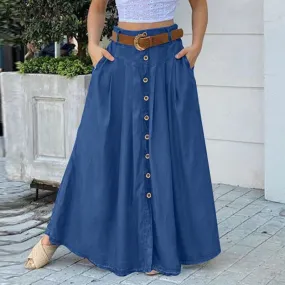 Wjczt Women&#39;s Spring Sundress 2022 ZANZEA Stylish Button Maxi Skirts Casual High Waist Long Vestidos Female Solid Robe Femme