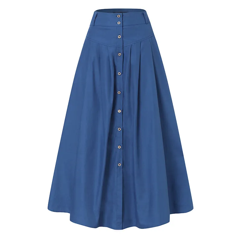 Wjczt Women&#39;s Spring Sundress 2022 ZANZEA Stylish Button Maxi Skirts Casual High Waist Long Vestidos Female Solid Robe Femme