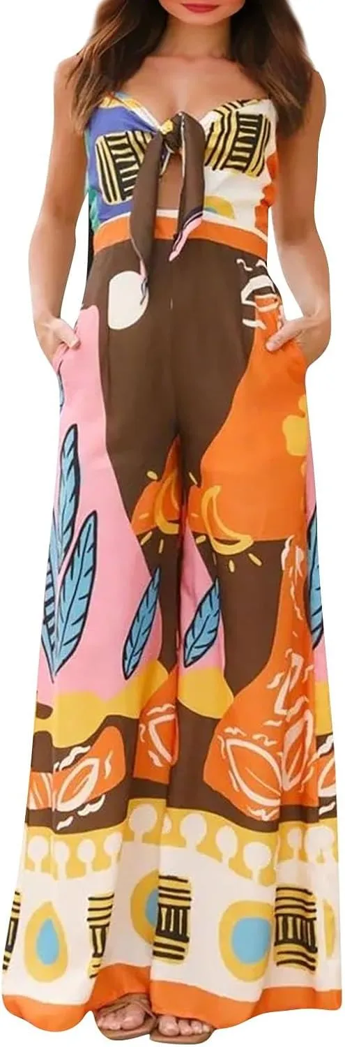 Women Dresses 2025 Cute Print Maxi Cami Dresses Sleeveless Casual Spaghetti Strap Graffiti Dress Vacation Dress
