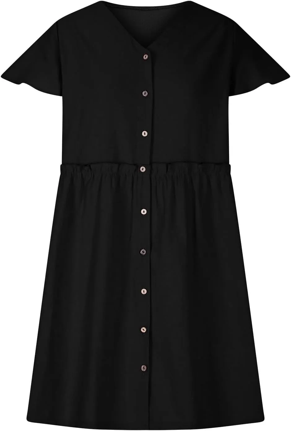 Womens 2025 Midi Dress V Neck Beach Wedding Guest Linen Dress Lightweight Breathable Solid Color Summer Outing Dress