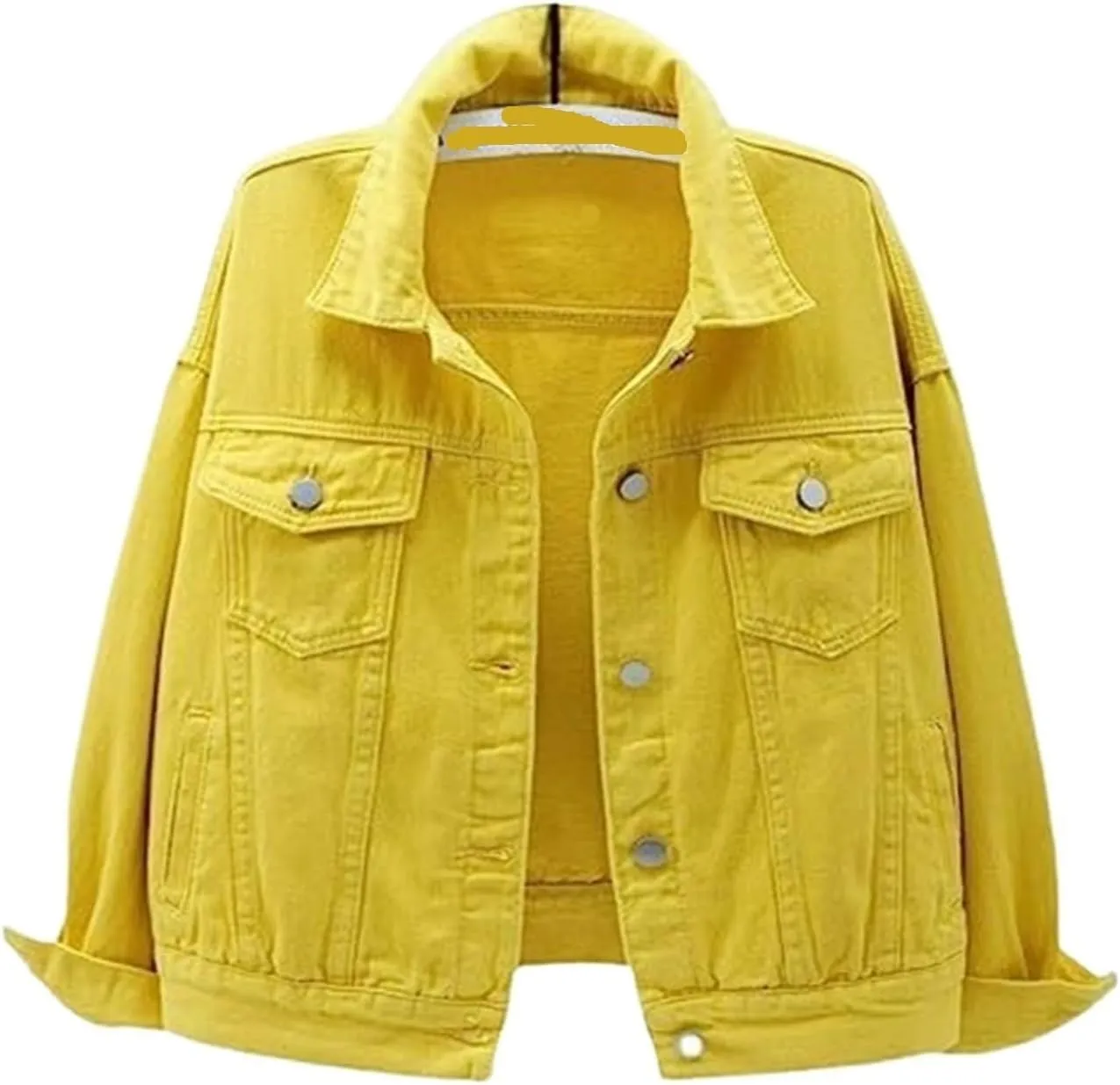 Women's Candy Color Denim Jacket Relaxed Fit Casual Denim Trucker Jacket Men's Attack Pullover (Color : Yellow, Size : Medium)