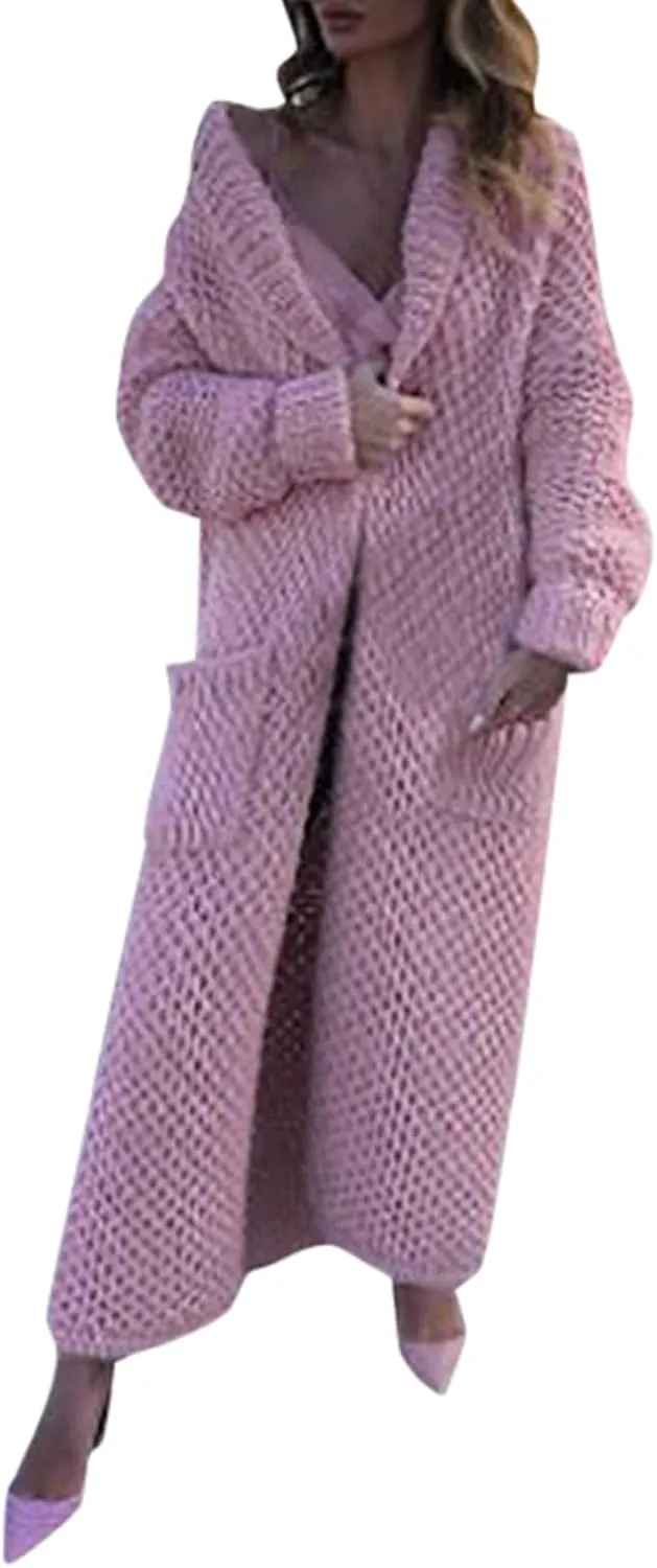 Women's Cardigan Long Sleeve Chunky Knit Sweater With Embroidered High Waisted Oversized Fit Soft Elegant Loose Tops