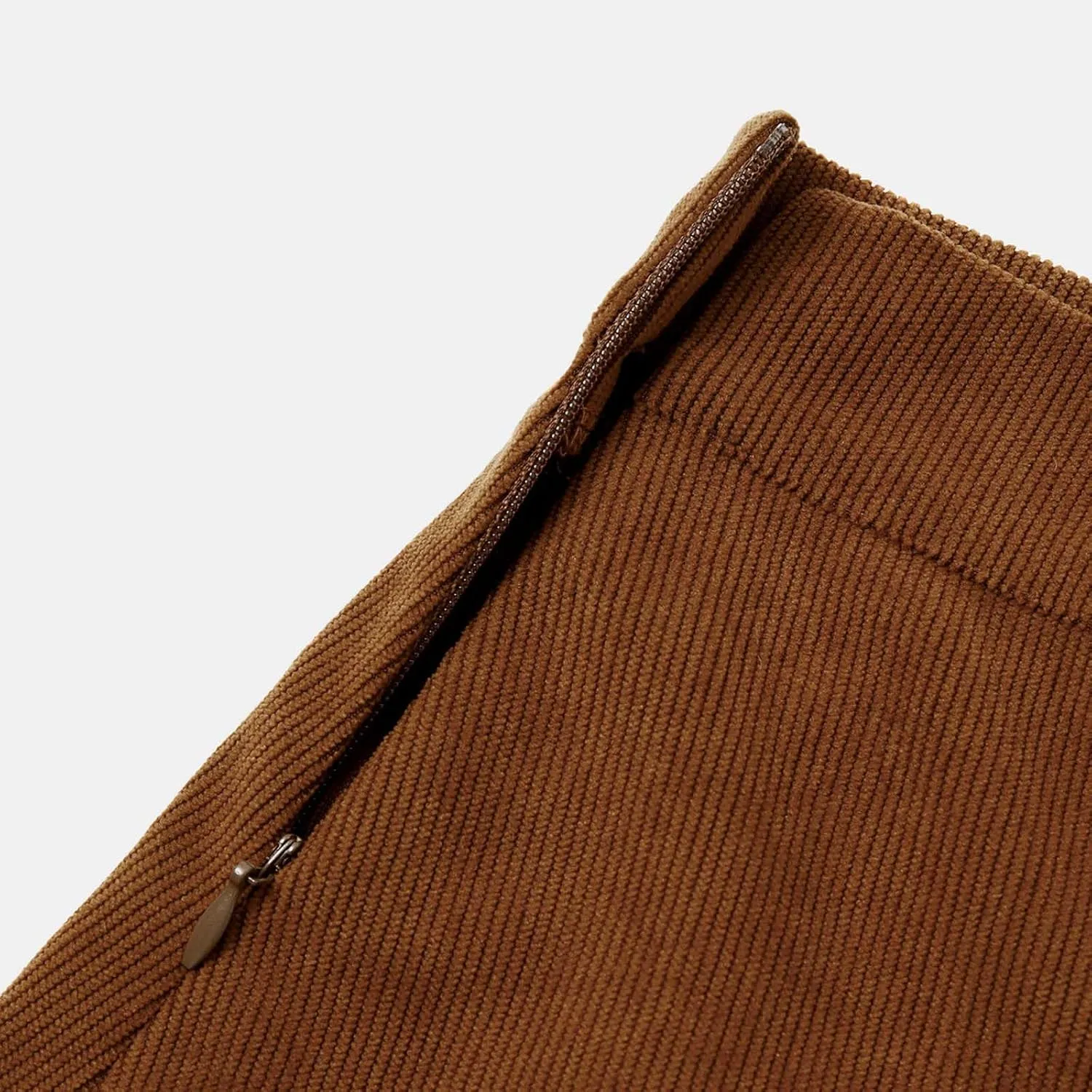 Women's Corduroy Skirt Casual Comfortable High Waist A-Line Short Skirt Basic Solid Ruffle Hem Mini Skirts for Women